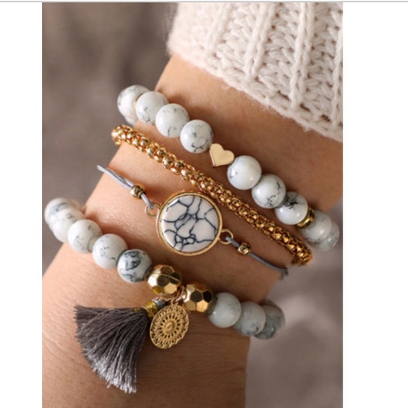 Beaded Marble Bracelet Set - Picture 2 of 3